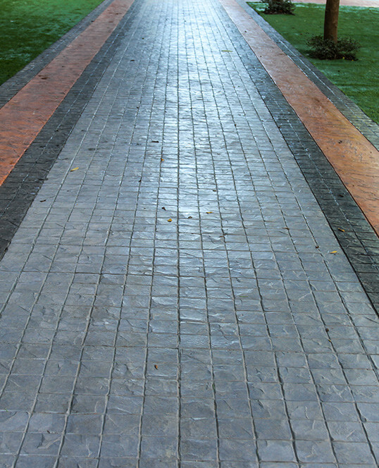 Decorative concrete walkway